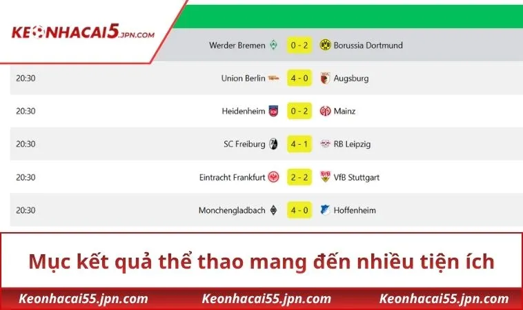 Mục kết quả thể thao mang đến nhiều tiện ích