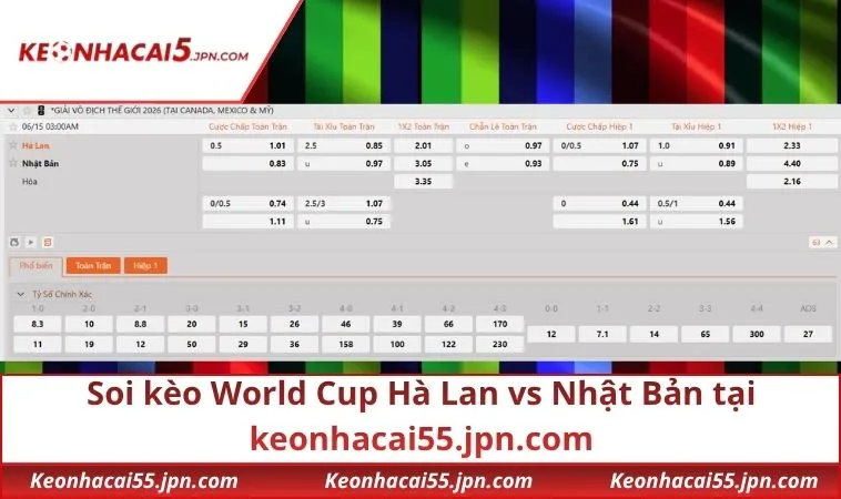 Soi kèo World Cup Hà Lan vs Nhật Bản tại keonhacai55.jpn.com