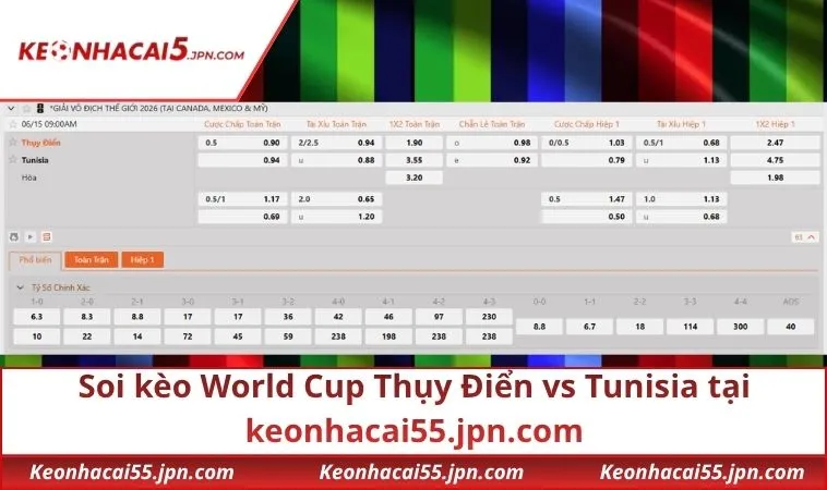 Soi kèo World Cup Thụy Điển vs Tunisia tại keonhacai55.jpn.com