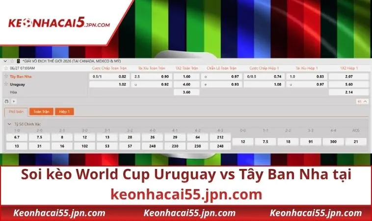 Soi kèo World Cup Uruguay vs Tây Ban Nha tại keonhacai55.jpn.com